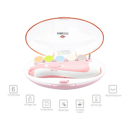 Cortauñas Eléctrico Para Bebe Lima De Uñas 6 Cabezales + Luz