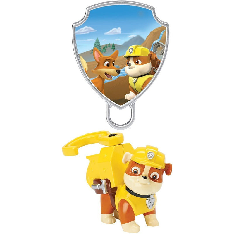 Paw Patrol Figura Con Placa Animada Gancho Motorizado Rubble