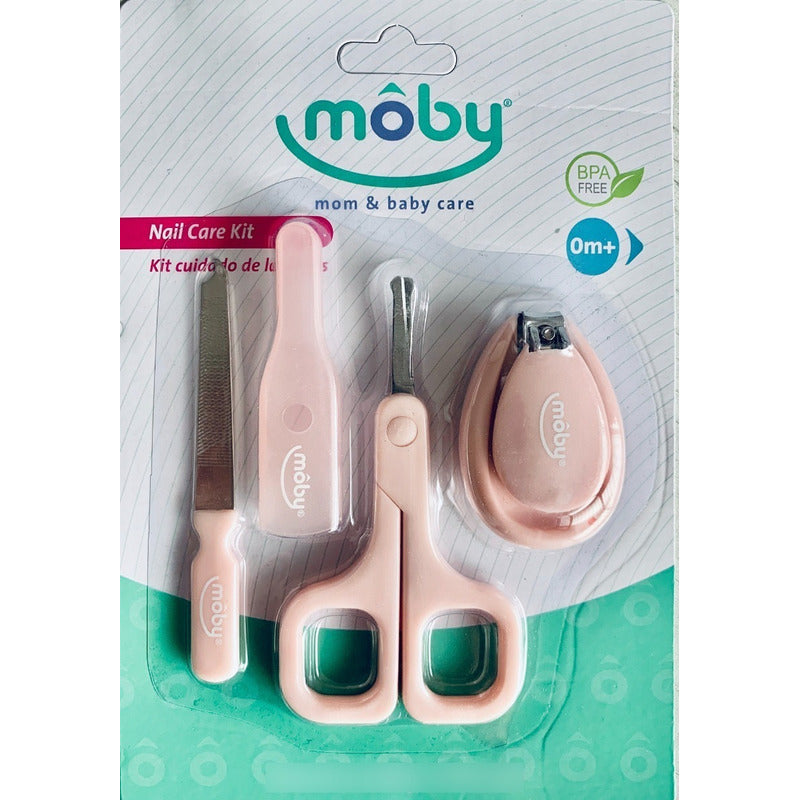 Cortauñas Kit Cuidado De Uñas Para Bebe Moby Azul Y Rosado