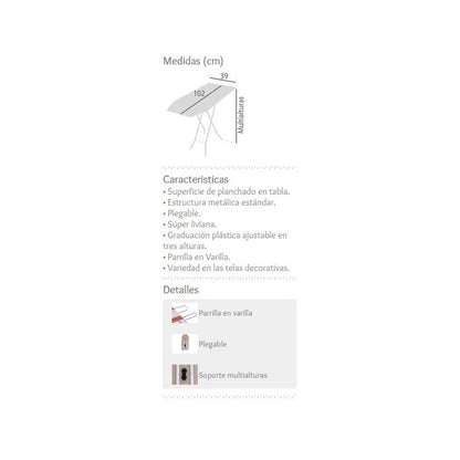 Mesa Para Planchar Ancha Planchado Plegable