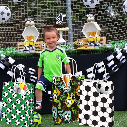Bolsas Con Asas Cumpleaños Futbol Balon Niños X16 Y 4 Diseño