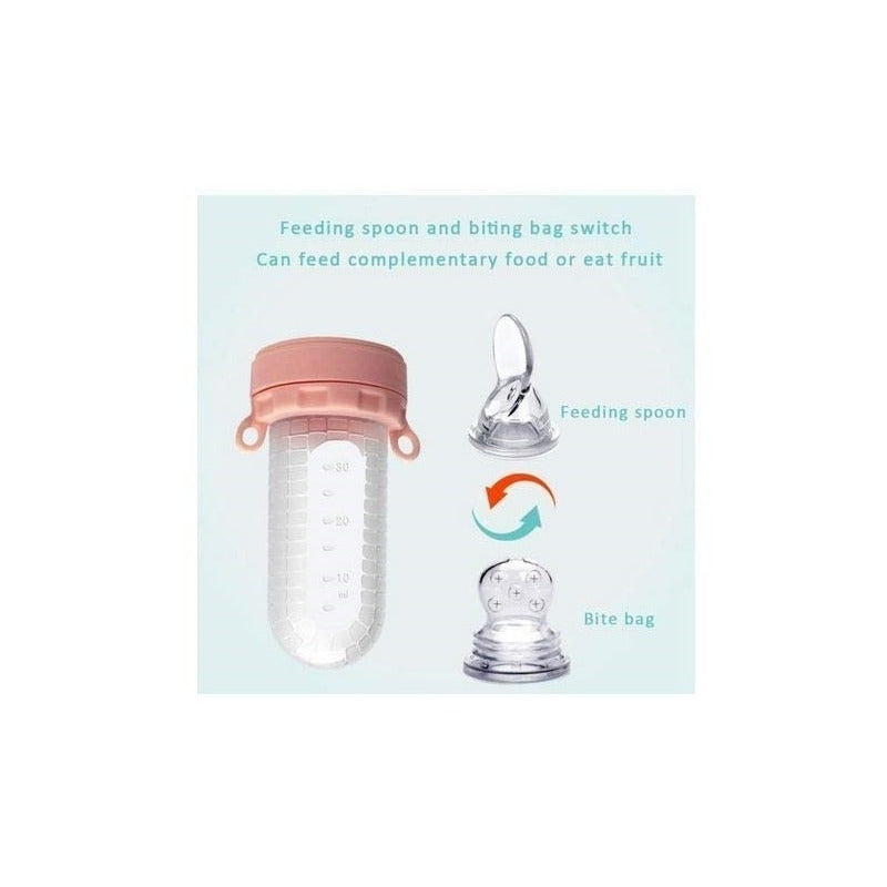 Tetero Biberon Cuchara Para Bebe Punta De Silicona 2 En 1